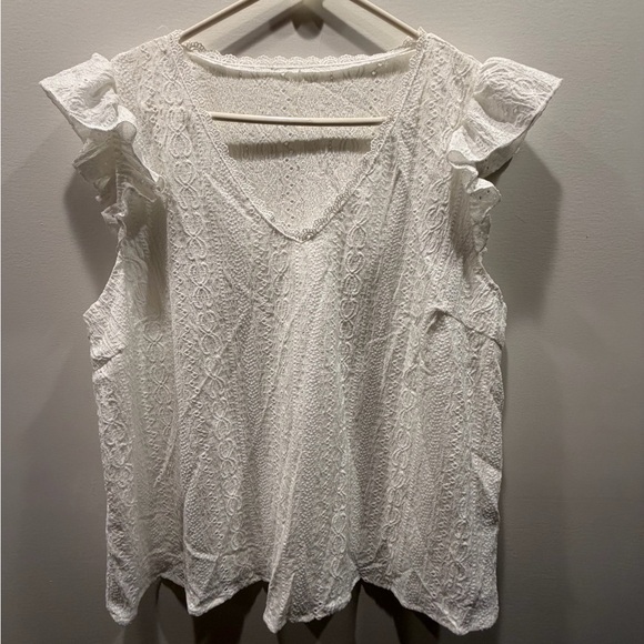 Shein Plus Eyelet Embroidery Lace Trim Top - Picture 5 of 7